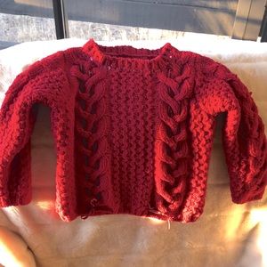 Polly & Friends Red Chenille Sequin and Ribbon Sweater